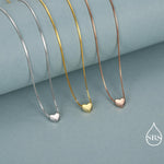 Minimalist Heart Pendant Necklace in Sterling Silver, Gold and Rose Gold. Tiny Heart Necklace, Sweet and Cute