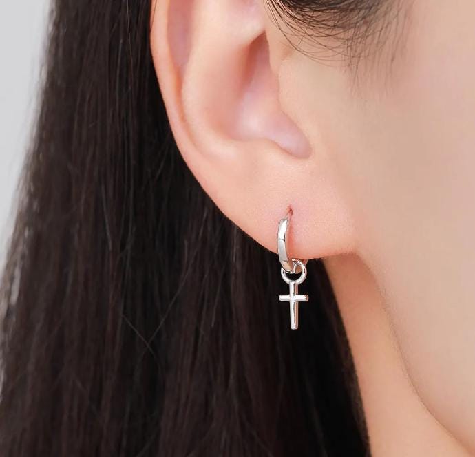 Tiny Cross Charms for Huggie Hoops in Sterling Silver, Cross Charms, Tiny Cross Charms, Silver or Gold or Rose Gold Finish