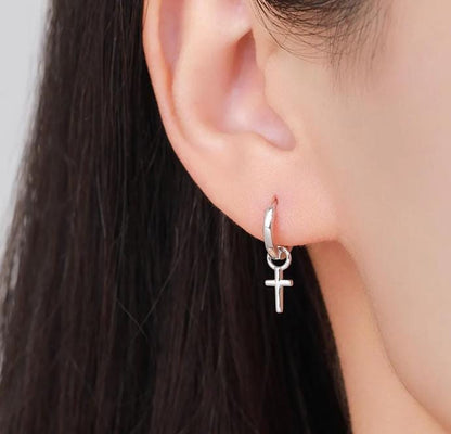 Tiny Cross Charms for Huggie Hoops in Sterling Silver, Cross Charms, Tiny Cross Charms, Silver or Gold or Rose Gold Finish