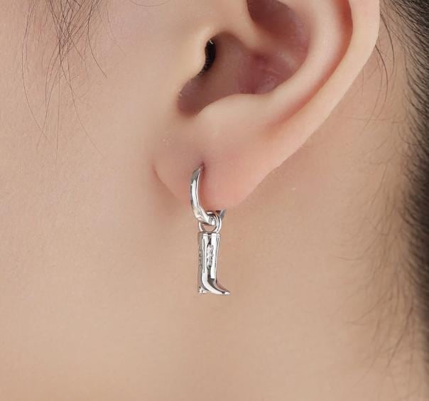 Cowboy Boot and Hand Charms for Huggie Hoops in Sterling Silver, Charms for Earrings, Silver, Gold or Rose Gold Finish