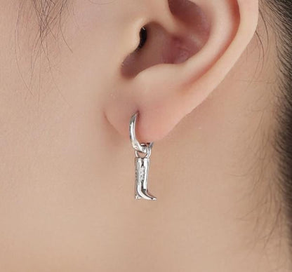 Cowboy Boot and Hand Charms for Huggie Hoops in Sterling Silver, Charms for Earrings, Silver, Gold or Rose Gold Finish