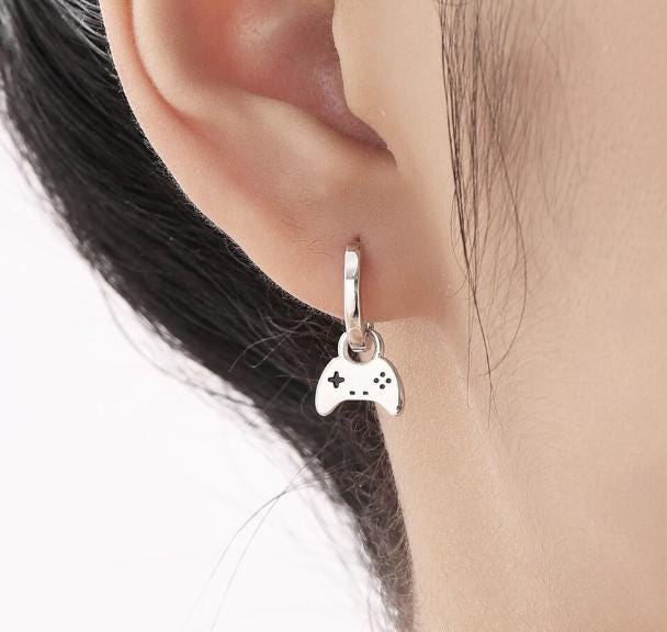 Game Controller Charms for Huggie Hoops in Sterling Silver, Fun Quirky and Geeky Earring Charms, Silver or Gold or Rose Gold Finish