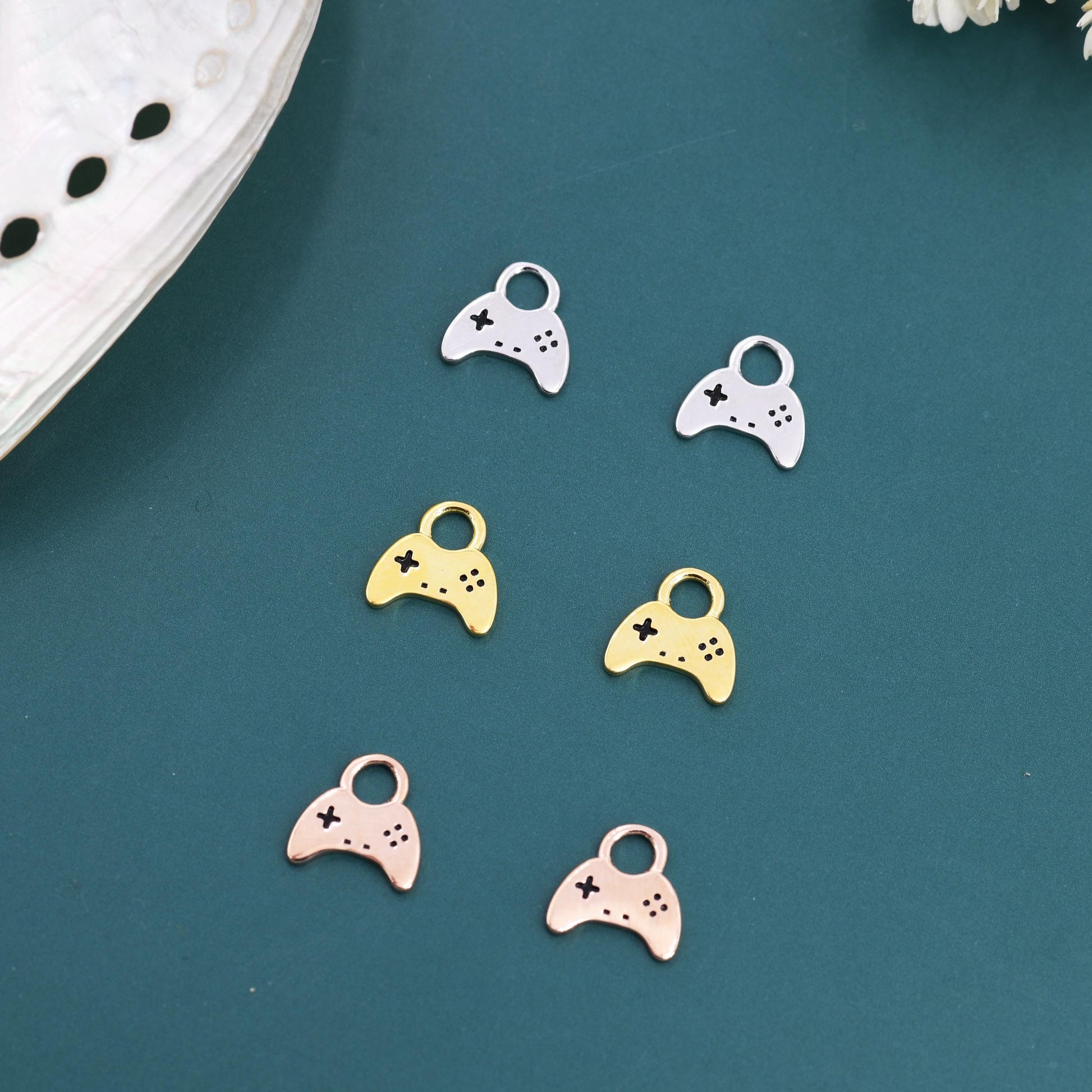 Game Controller Charms for Huggie Hoops in Sterling Silver, Fun Quirky and Geeky Earring Charms, Silver or Gold or Rose Gold Finish