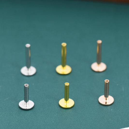 Sterling Silver 16G Internally Threaded Flat Backs, 6mm or 8mm, Compatible with Silver Rain Silver Flat Back Earrings