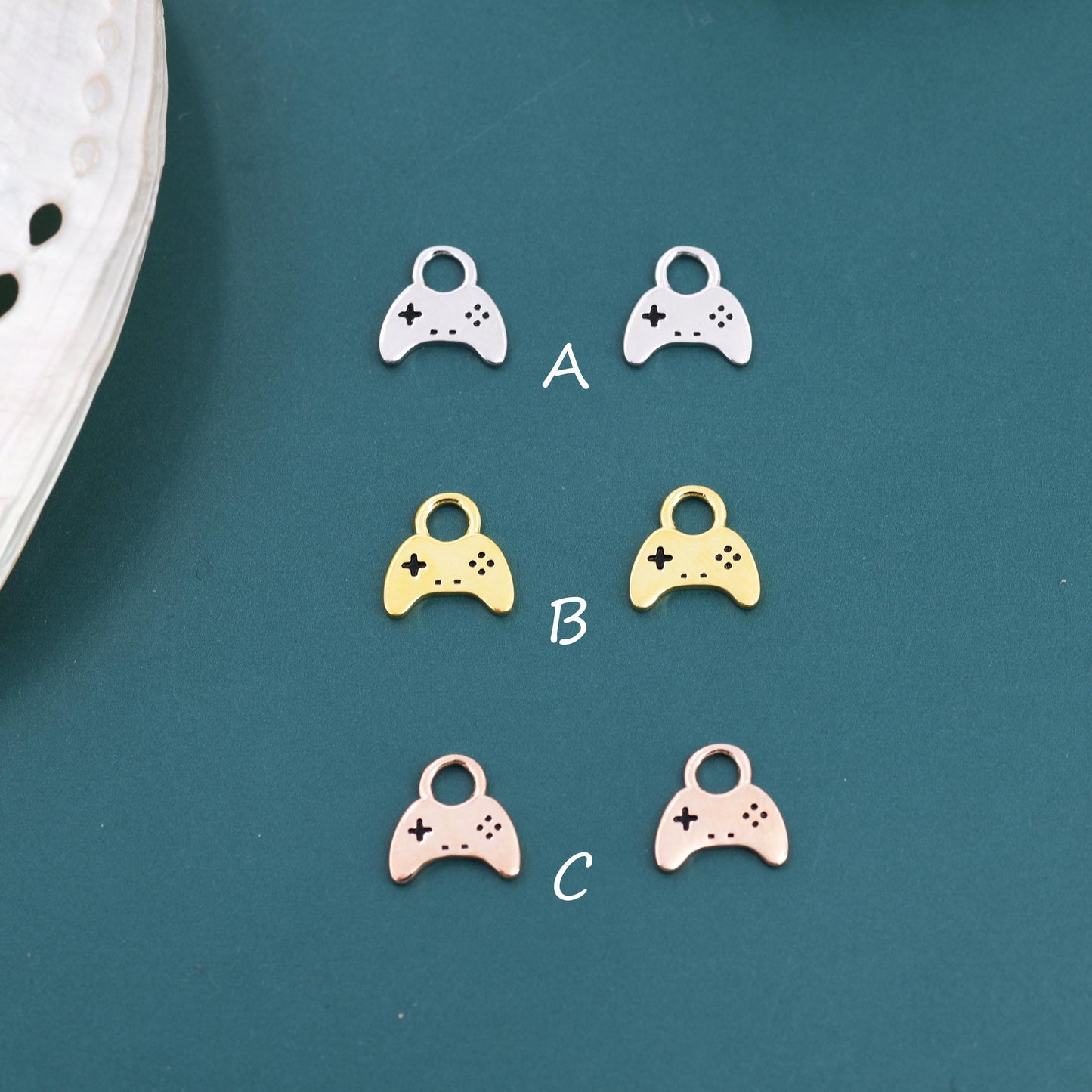 Game Controller Charms for Huggie Hoops in Sterling Silver, Fun Quirky and Geeky Earring Charms, Silver or Gold or Rose Gold Finish