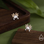 Tiny Axolotl Internally Threaded Flat Back/Screw Back / 20G Stud Earrings in Sterling Silver - Sea Creature Stud Earrings