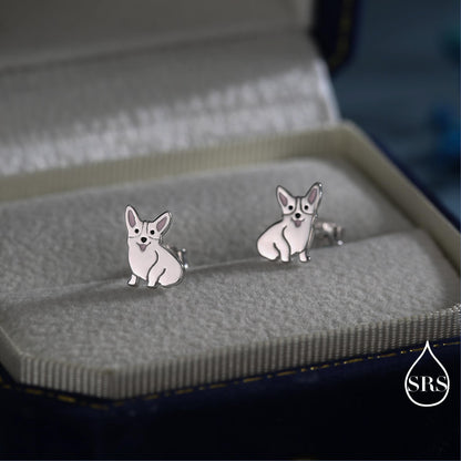 Corgi Dog Stud Earrings in Sterling Silver, Puppy Earrings, Nature Inspired Animal Earrings, Pet, Terrier
