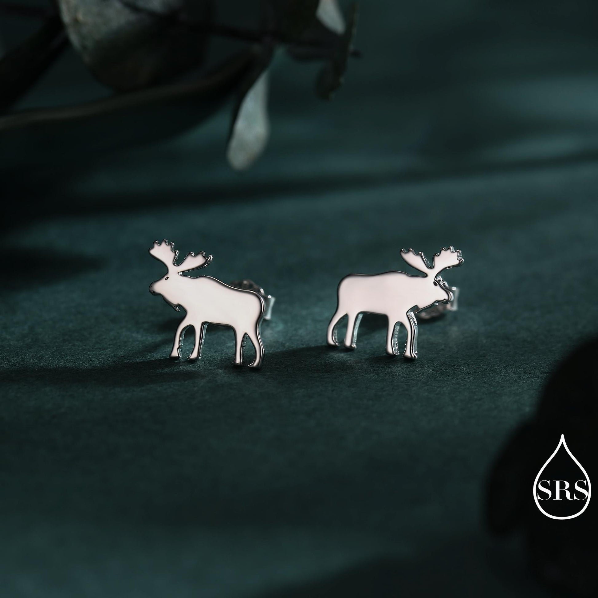 Moose Stud Earrings in Sterling Silver, Moose Deer Earrings, Animal Earrings, Nature Inspired