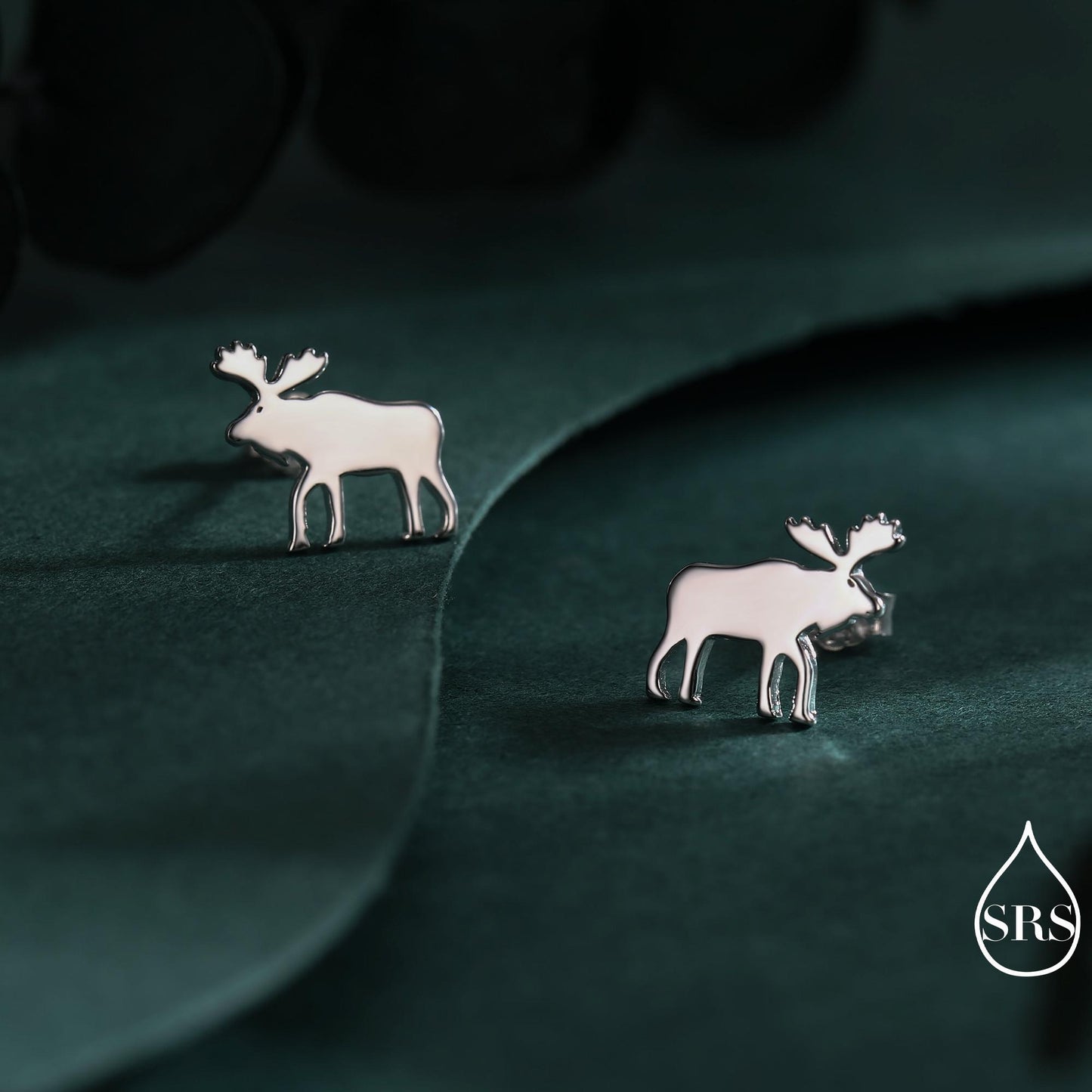 Moose Stud Earrings in Sterling Silver, Moose Deer Earrings, Animal Earrings, Nature Inspired