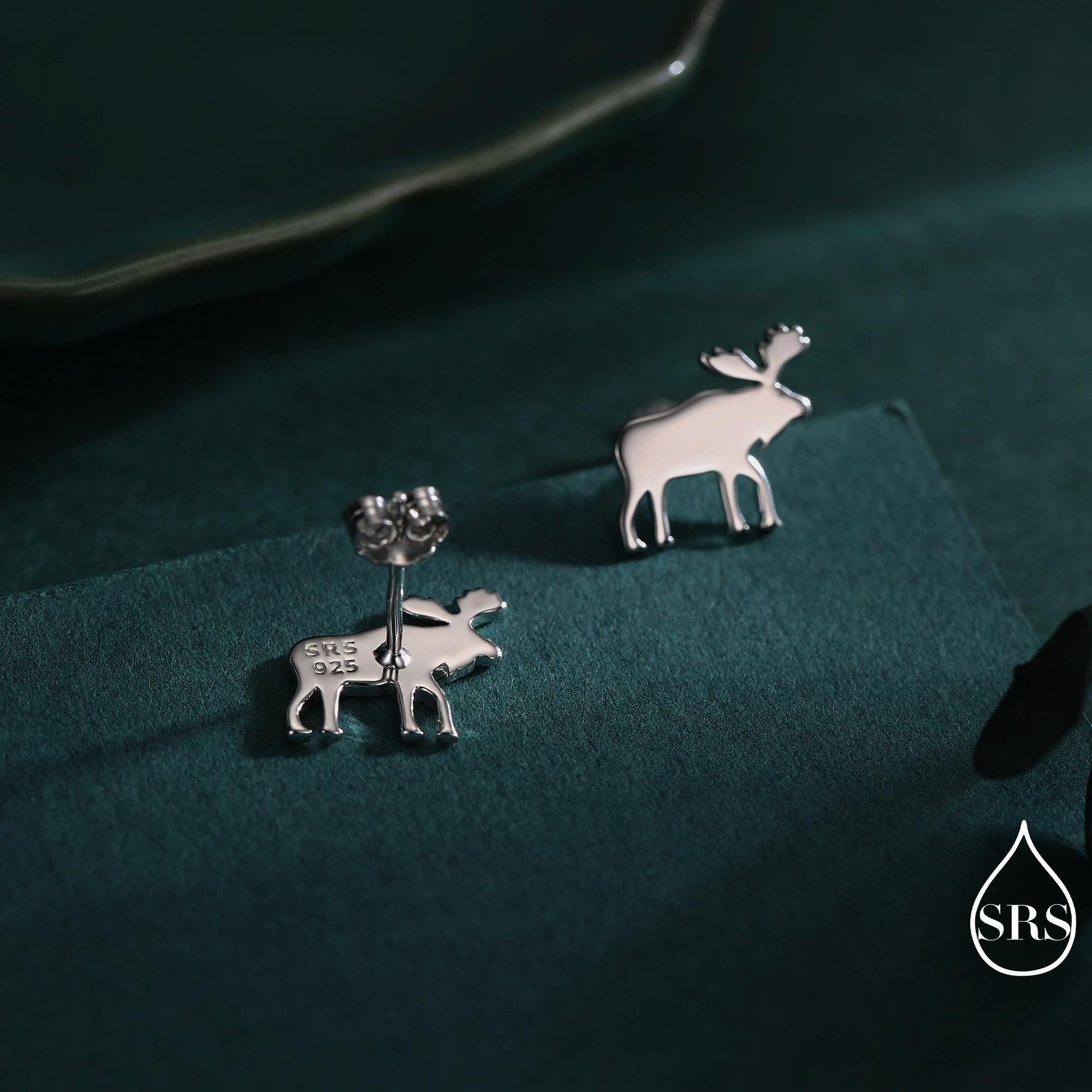 Moose Stud Earrings in Sterling Silver, Moose Deer Earrings, Animal Earrings, Nature Inspired