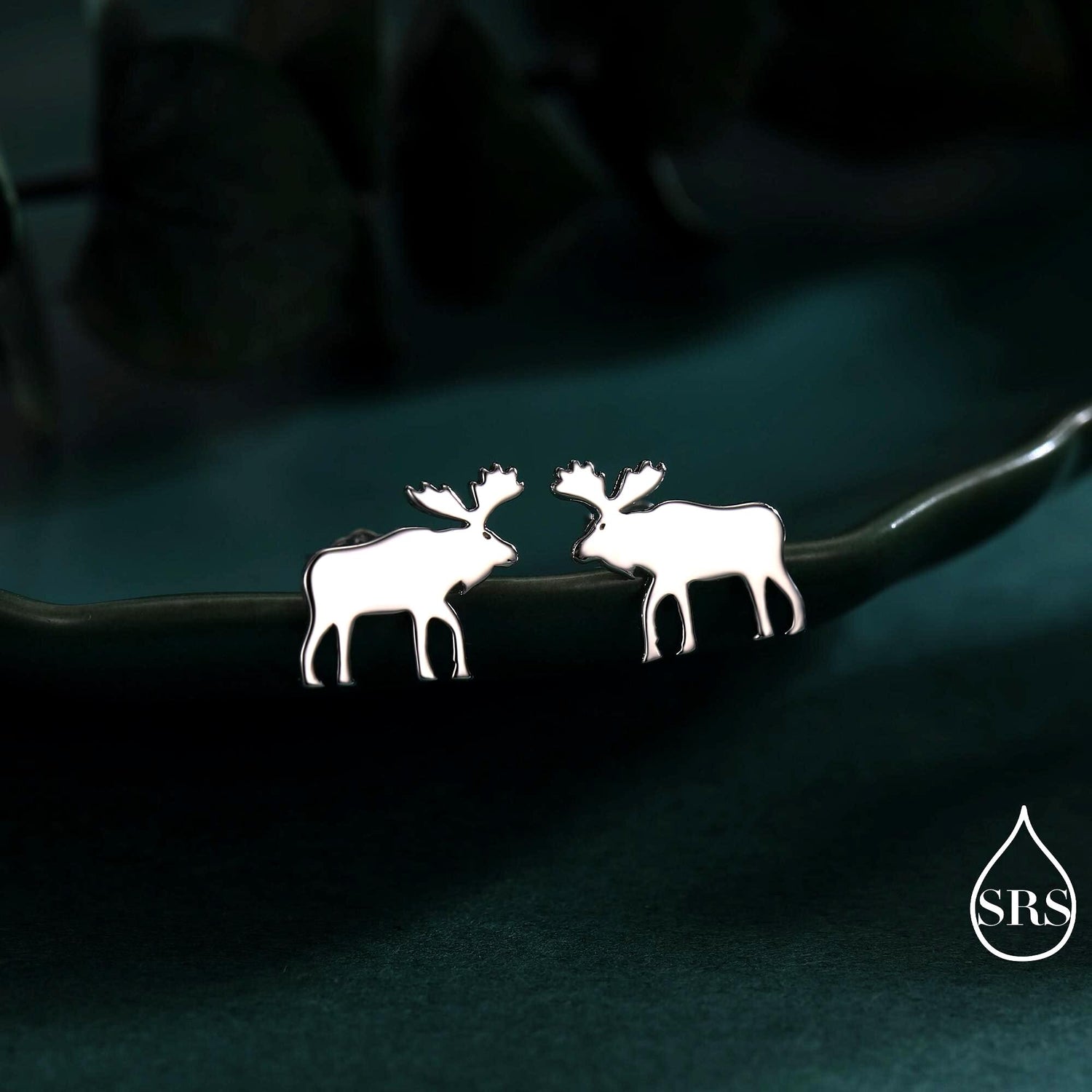 Moose Stud Earrings in Sterling Silver, Moose Deer Earrings, Animal Earrings, Nature Inspired