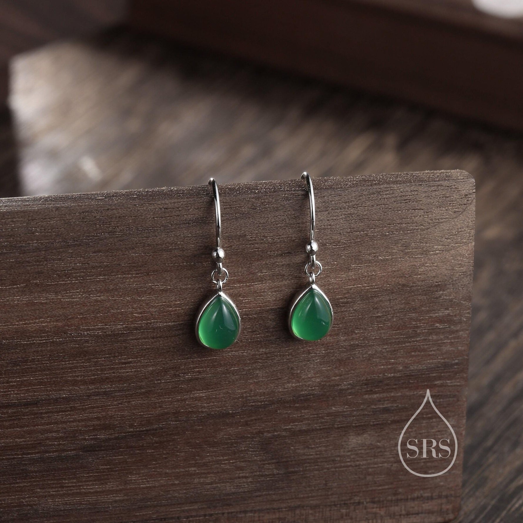 Sterling Silver Gemstone Droplet Hook Earrings, Genuine Stones with Lab-Created Moonstone and Opal, Pear-Shaped Drops