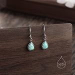 Sterling Silver Gemstone Droplet Hook Earrings, Genuine Stones with Lab-Created Moonstone and Opal, Pear-Shaped Drops