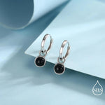 Semi-Precious Gemstone Cabochon Hoop Earrings in Sterling Silver, Detachable Natural Stone Coin Dangle Hoop Earrings, Interchangeable