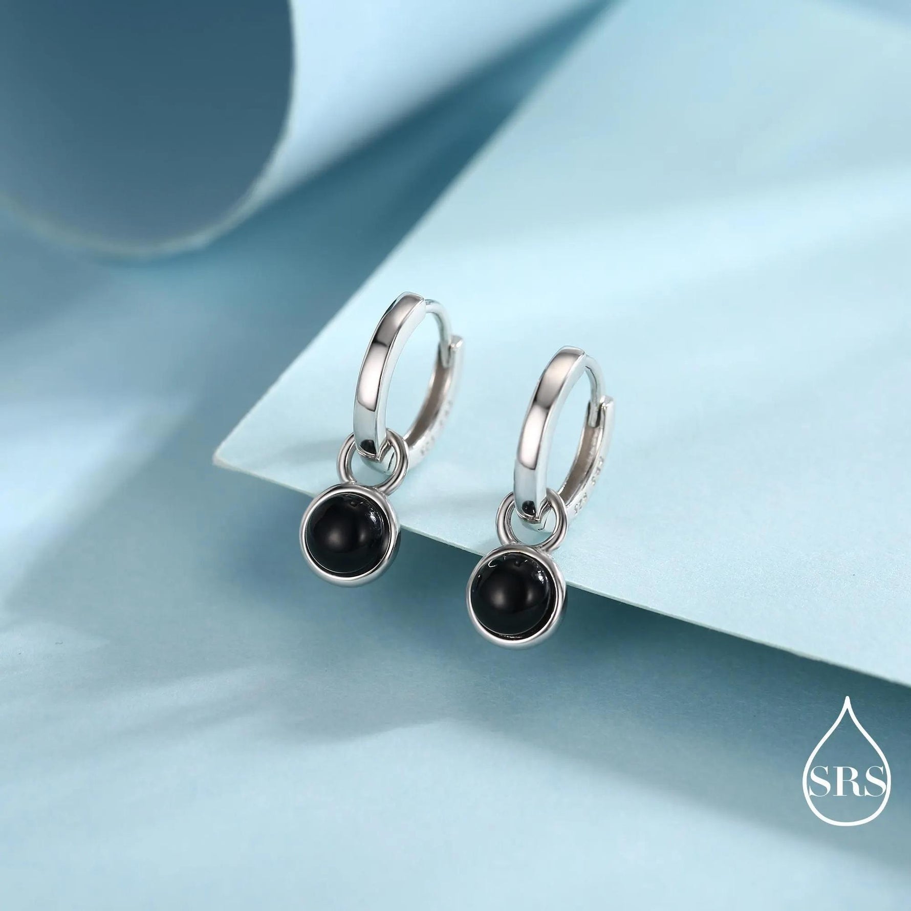 Semi-Precious Gemstone Cabochon Hoop Earrings in Sterling Silver, Detachable Natural Stone Coin Dangle Hoop Earrings, Interchangeable