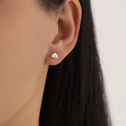 Sterling Silver Sun and Cloud 18G Screw Back Earrings with Ball Backs