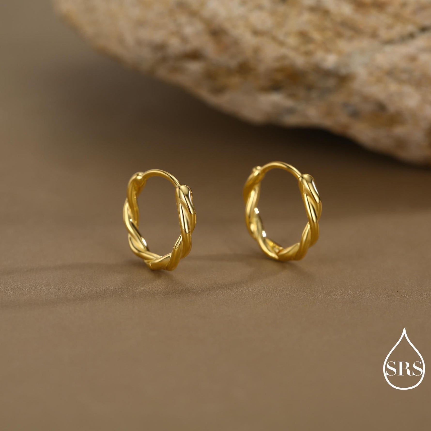 Sterling Silver Dainty Braided Hoop Earrings, 8mm or 10mm, Minimalist and Delicate Twist Rope Hoop Earrings, Silver, Gold, Rose Gold Finish