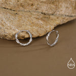 Sterling Silver Dainty Braided Hoop Earrings, 8mm or 10mm, Minimalist and Delicate Twist Rope Hoop Earrings, Silver, Gold, Rose Gold Finish