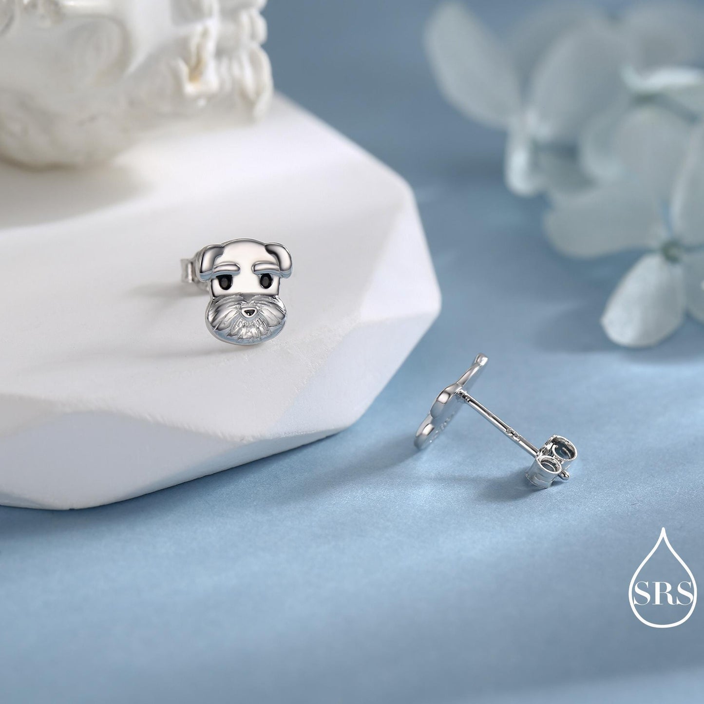 Schnauzer Dog Stud Earrings in Sterling Silver, Dog Earrings, Animal Earrings, Pet Lover