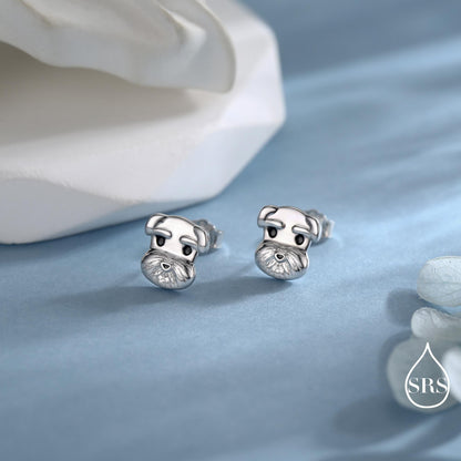 Schnauzer Dog Stud Earrings in Sterling Silver, Dog Earrings, Animal Earrings, Pet Lover