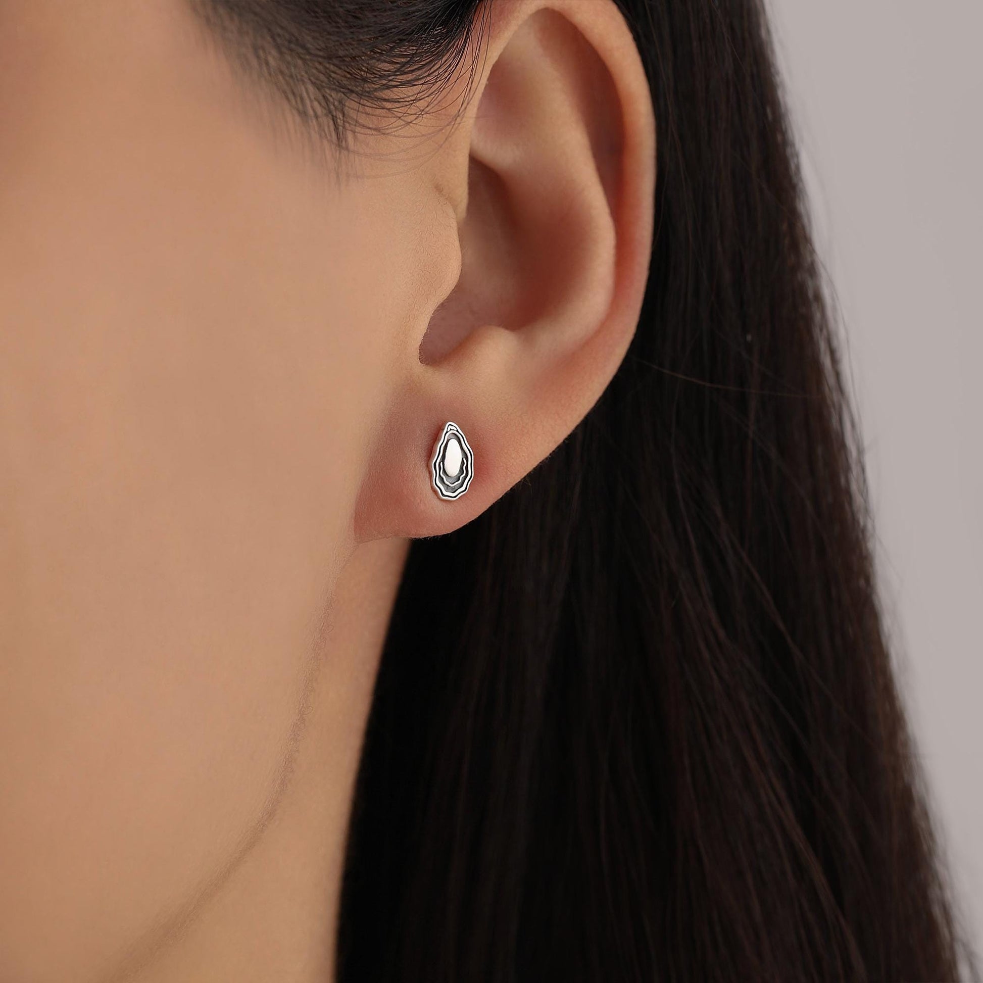 Sterling Silver Oyster Stud Earrings, coastal jewellery, ocean-inspired style, Perfect for beach lovers and ocean dreamers