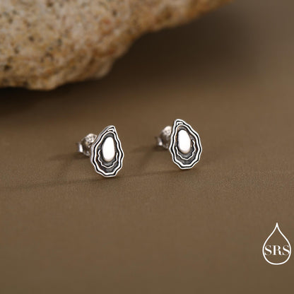 Sterling Silver Oyster Stud Earrings, coastal jewellery, ocean-inspired style, Perfect for beach lovers and ocean dreamers