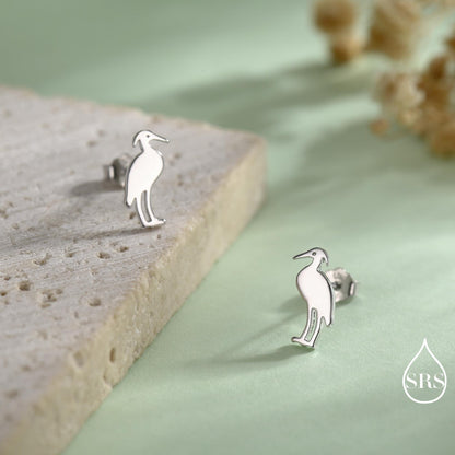 Grey Heron Stud Earrings in Sterling Silver, Heron Earrings, Bird Earrings, Nature Lover, Nature Inspired Animal Earrings