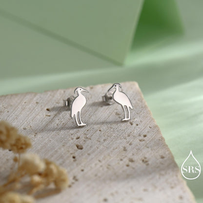 Grey Heron Stud Earrings in Sterling Silver, Heron Earrings, Bird Earrings, Nature Lover, Nature Inspired Animal Earrings
