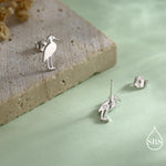 Grey Heron Stud Earrings in Sterling Silver, Heron Earrings, Bird Earrings, Nature Lover, Nature Inspired Animal Earrings