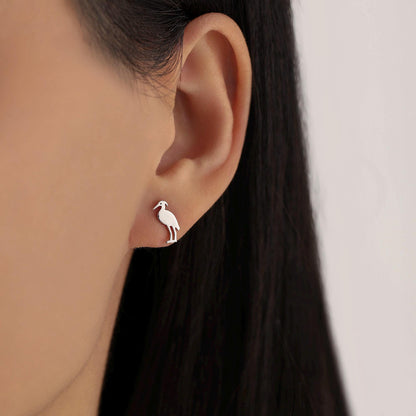 Grey Heron Stud Earrings in Sterling Silver, Heron Earrings, Bird Earrings, Nature Lover, Nature Inspired Animal Earrings
