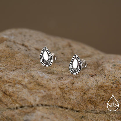 Sterling Silver Oyster Stud Earrings, coastal jewellery, ocean-inspired style, Perfect for beach lovers and ocean dreamers