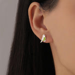 Sterling Silver Enamel Budgie Bird Stud Earring, Mismatched Pair Green and Blue Pet parakeets Earrings, Nature Inspired Bird Jewellery