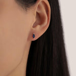 Sterling Silver Sapphire Blue Marquise Stud Earrings, Simulated Sapphire Crystal, Minimalist Geometric Design, September Birthstone