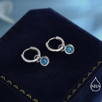March Birthstone Aquamarine Blue CZ Hoop Earrings in Sterling Silver, Detachable Dangle Hoop Earrings, Silver, Gold or Rose Gold Finish
