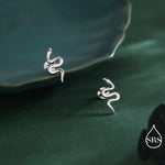 Snake 16G Internally Threaded Flat Back Earrings in Sterling Silver, Animal Earrings