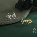 Snake 16G Internally Threaded Flat Back Earrings in Sterling Silver, Animal Earrings