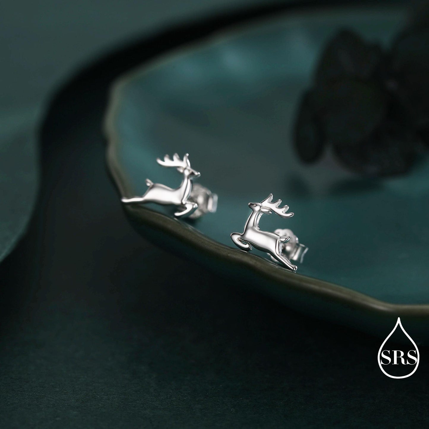 Running Reindeer Stud Earrings in Sterling Silver, Silver or Gold, Nature Inspired Animal Earrings