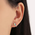 Blue Tit Bird Stud Earrings in Sterling Silver, Sterling Silver Blue Tit Earrings, Hand Painted Enamel Earrings, Animal Earrings