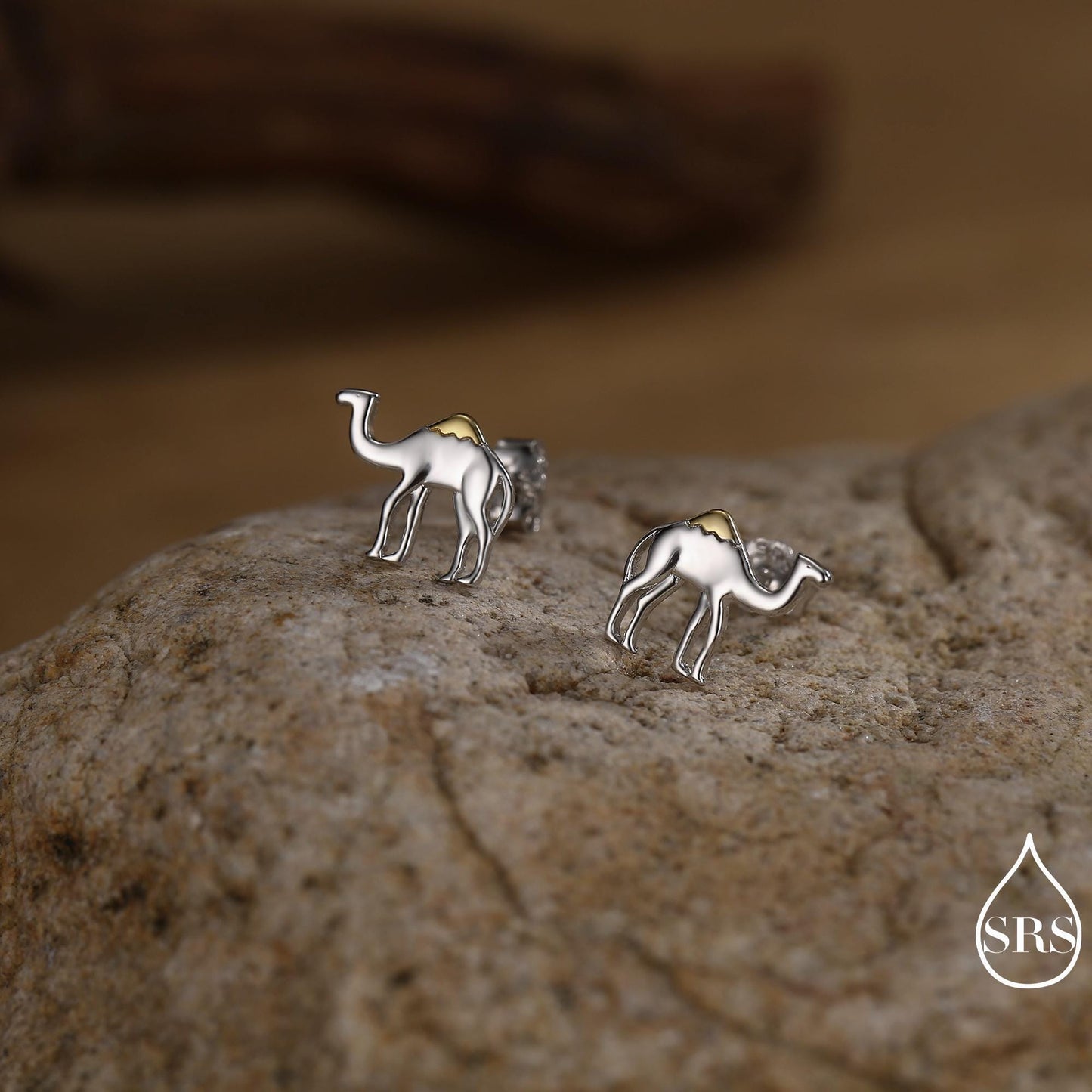 Dainty Camel Stud Earrings in Sterling Silver - Camel Earrings, Natural Inspired Animal Earrings