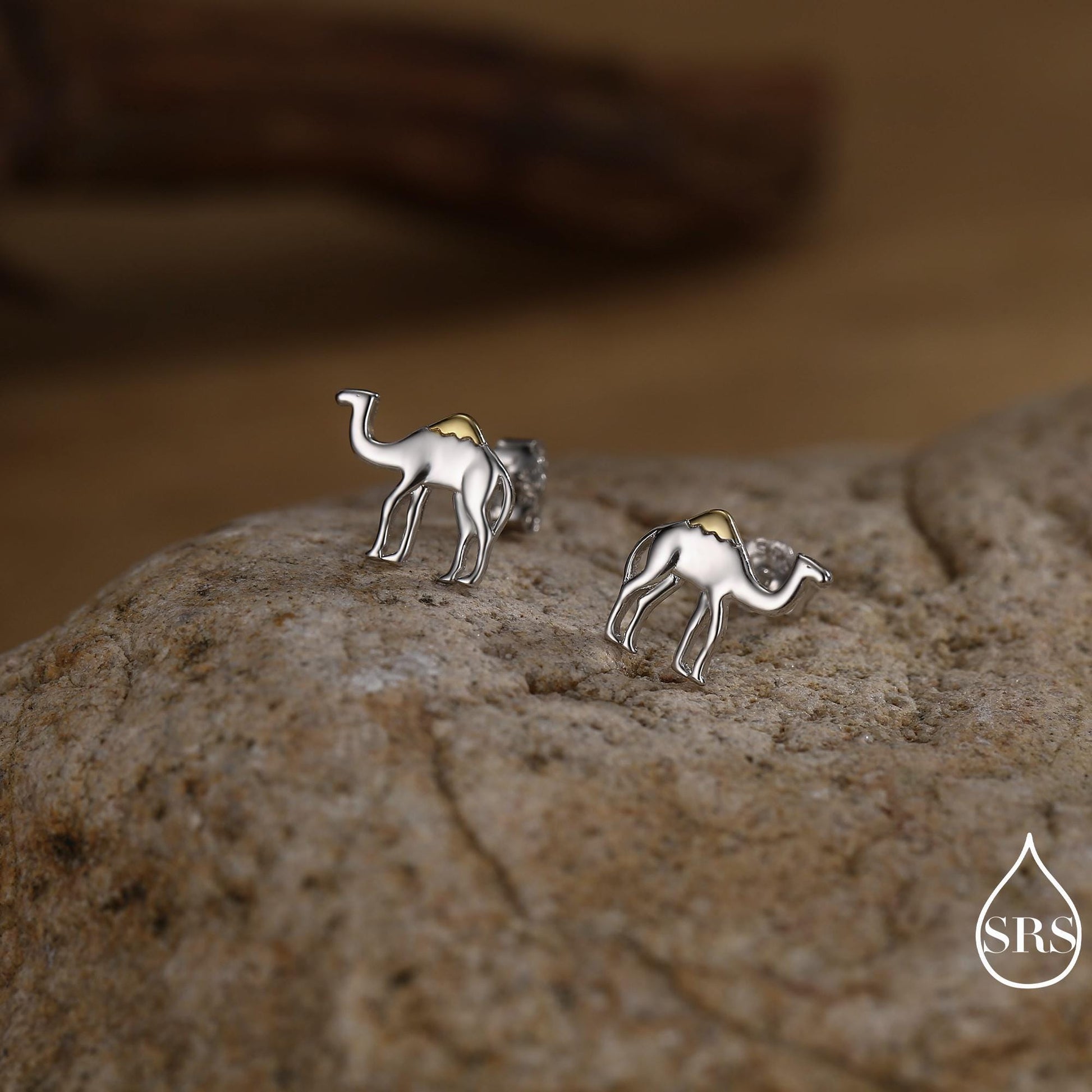 Dainty Camel Stud Earrings in Sterling Silver - Camel Earrings, Natural Inspired Animal Earrings