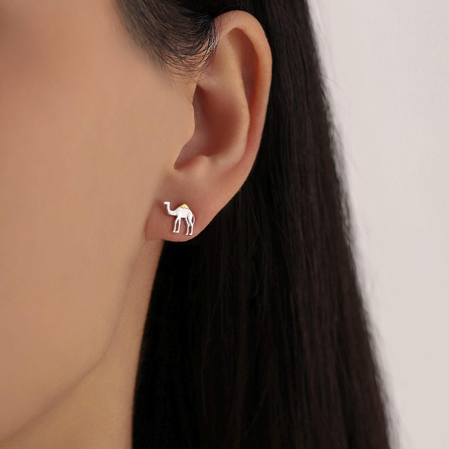 Dainty Camel Stud Earrings in Sterling Silver - Cute Fun, Whimsical