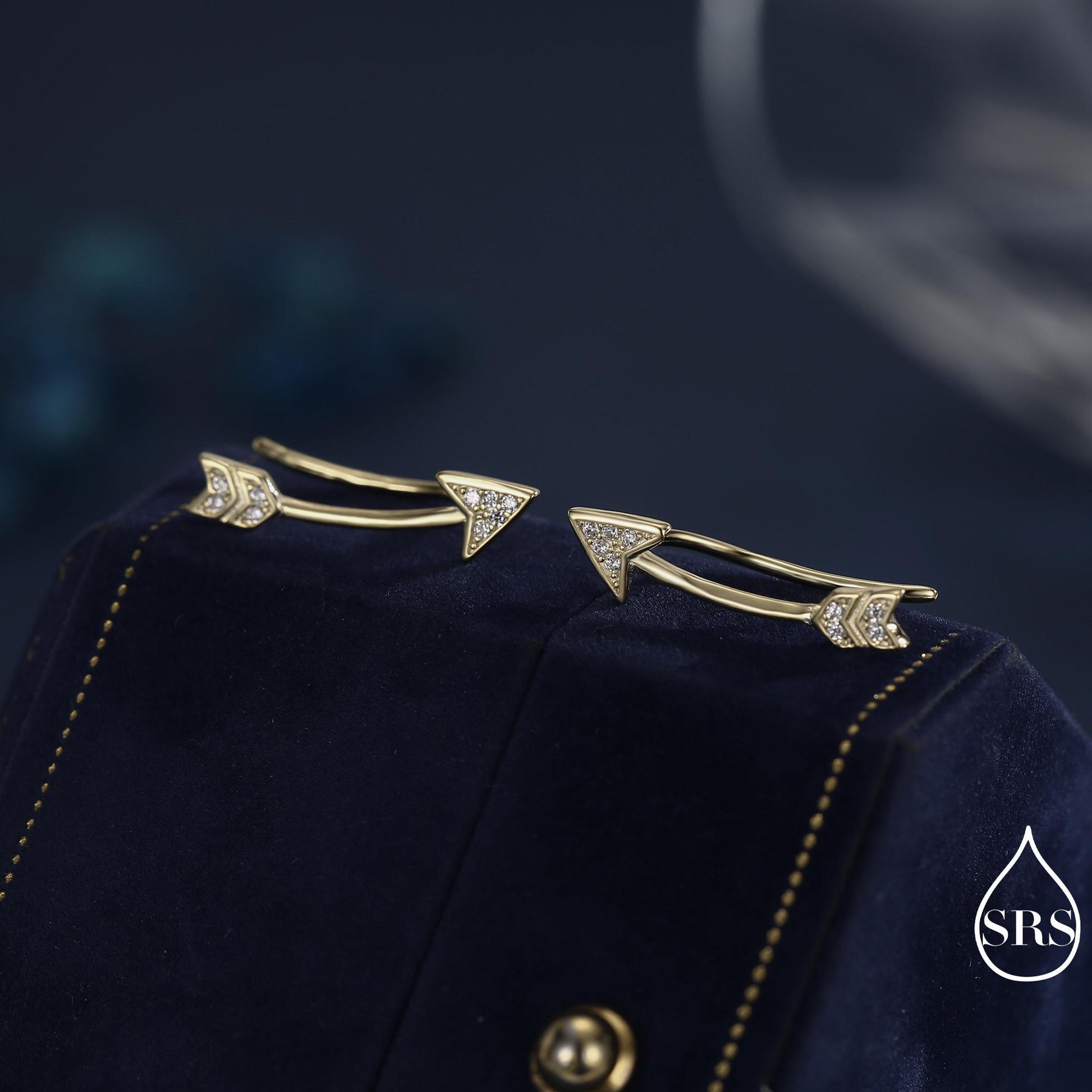 Arrow Crawler Earrings in Sterling Silver with CZ Crystals, Silver or Gold or Rose Gold, CZ Arrow Ear Crawlers, Ear Climbers