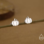 Sterling Silver Pumpkin 18G Screw Back Stud Earring with Ball Backs