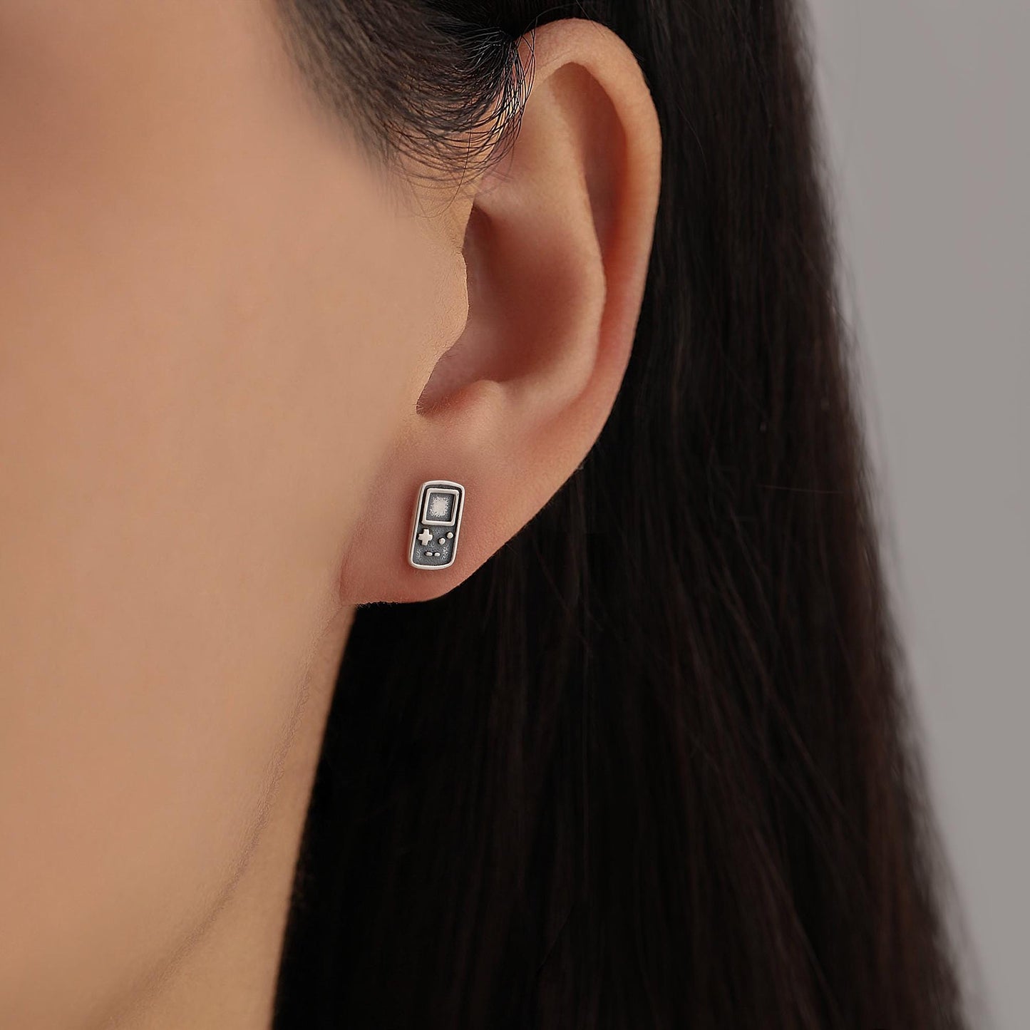 Sterling Silver Retro Game Console & Music Cassette Tape Stud Earrings, Mismatched 90s Nostalgic Jewellery, Silver, Gold or Rose Gold Finish