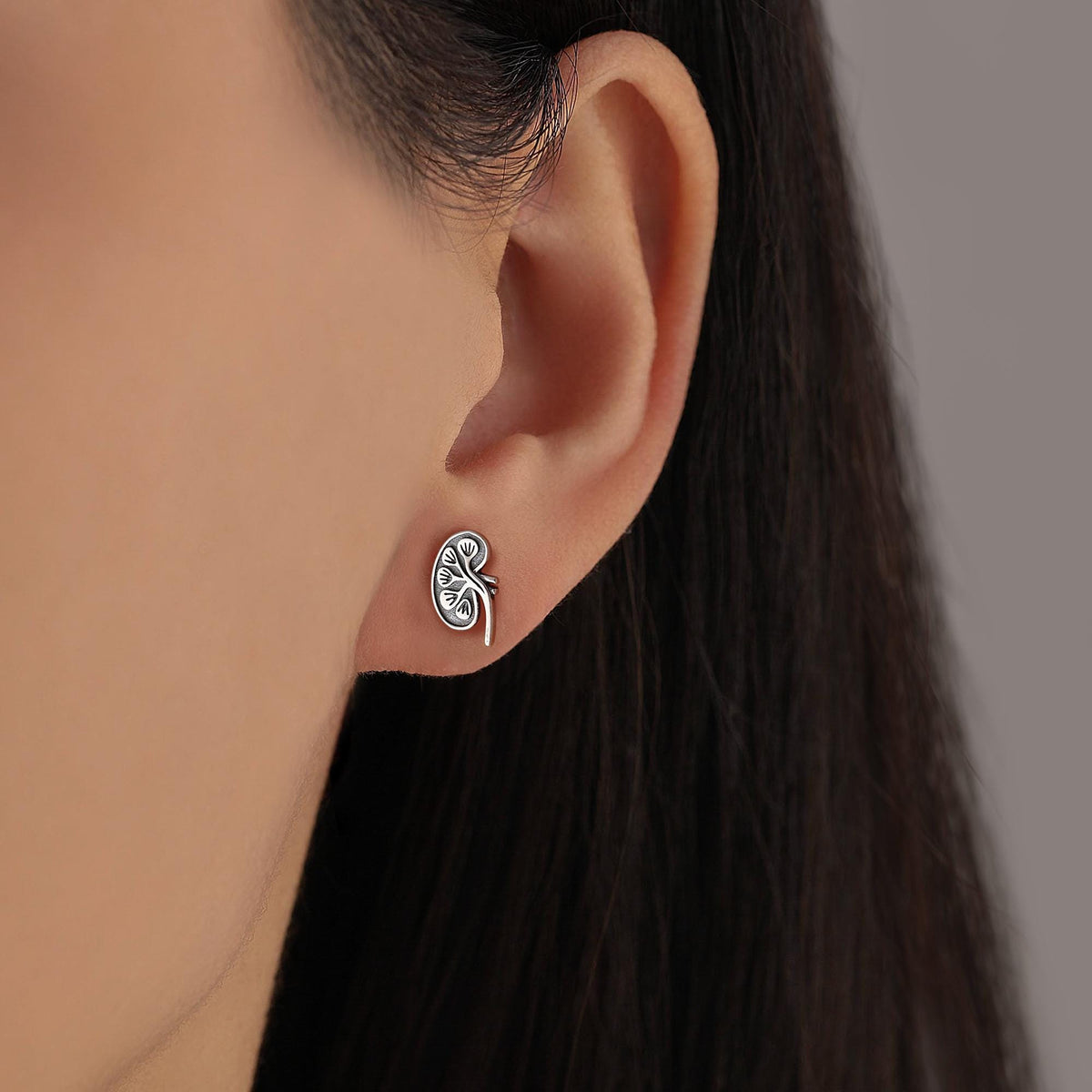 Anatomical Kidney Stud Earrings in Sterling Silver, Silver or Gold or Rose Gold, Science Jewellery, Science Earrings, Biology Jewellery