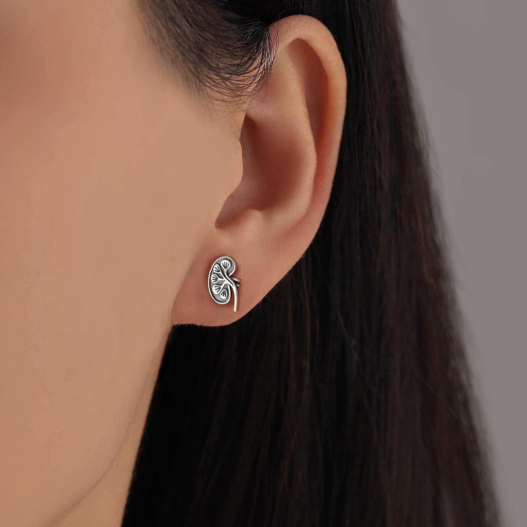 Anatomical Kidney Stud Earrings in Sterling Silver, Silver or Gold or Rose Gold, Science Jewellery, Science Earrings, Biology Jewellery