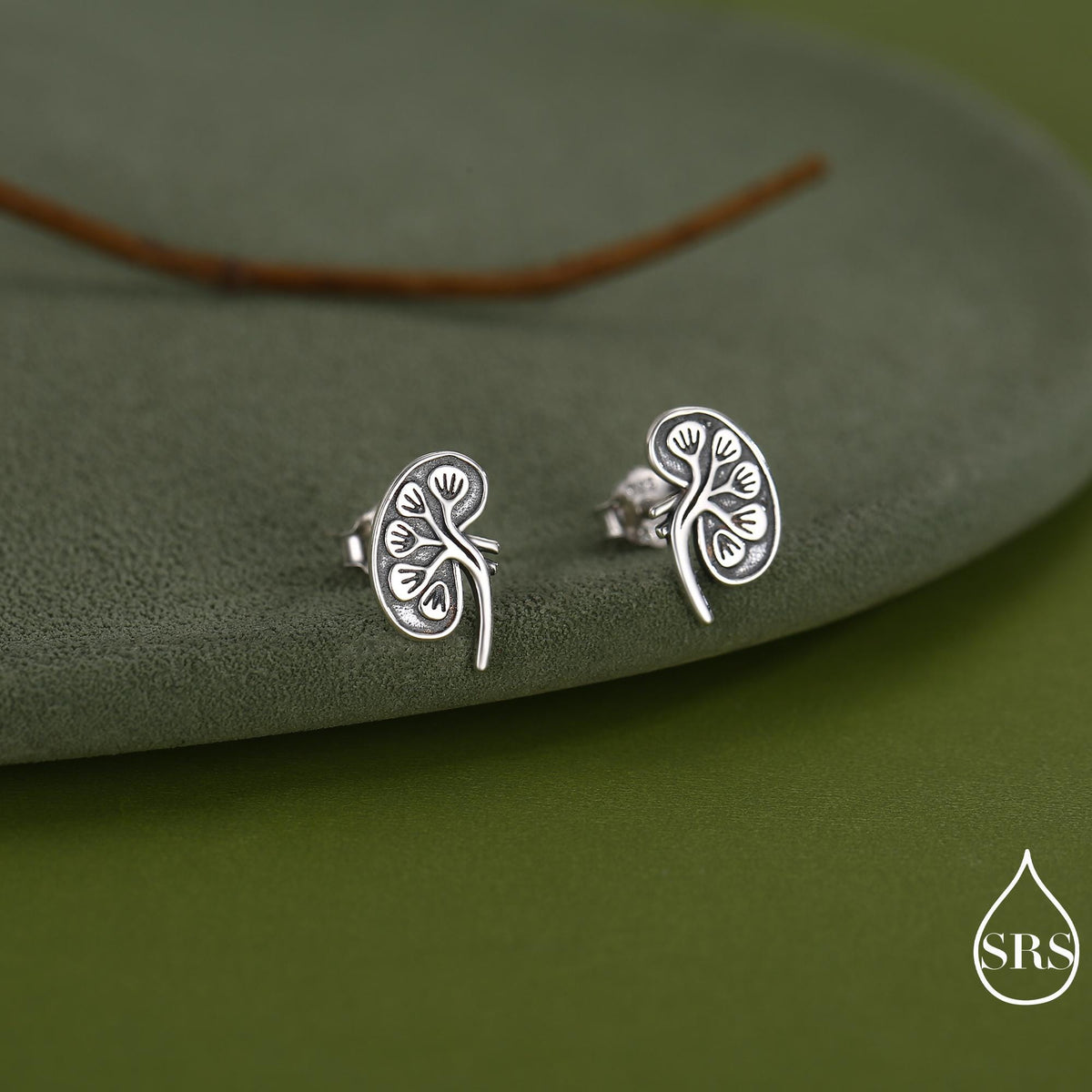 Anatomical Kidney Stud Earrings in Sterling Silver, Silver or Gold or Rose Gold, Science Jewellery, Science Earrings, Biology Jewellery