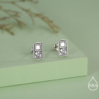 Sterling Silver Retro Game Console Stud Earrings, 90s Nostalgic Jewellery, Silver, Gold or Rose Gold Finish