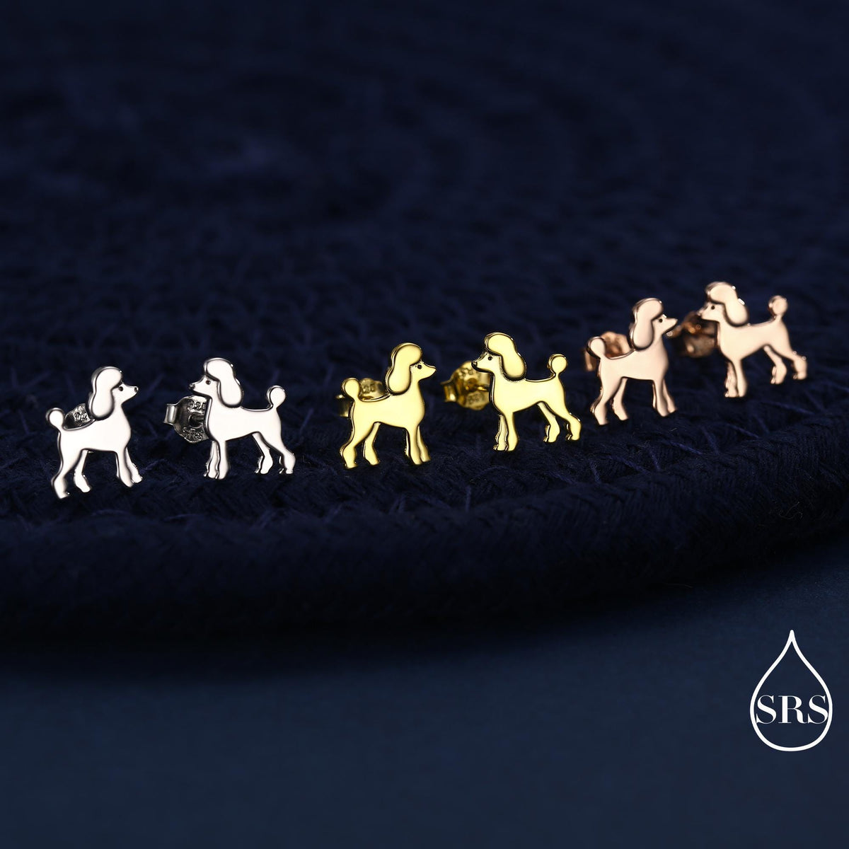 Sterling Silver Poodle Dog Stud Earrings, Puppy Earrings, Silver, Gold or Rose Gold, Nature Inspired Animal Earrings, Pet Jewellery