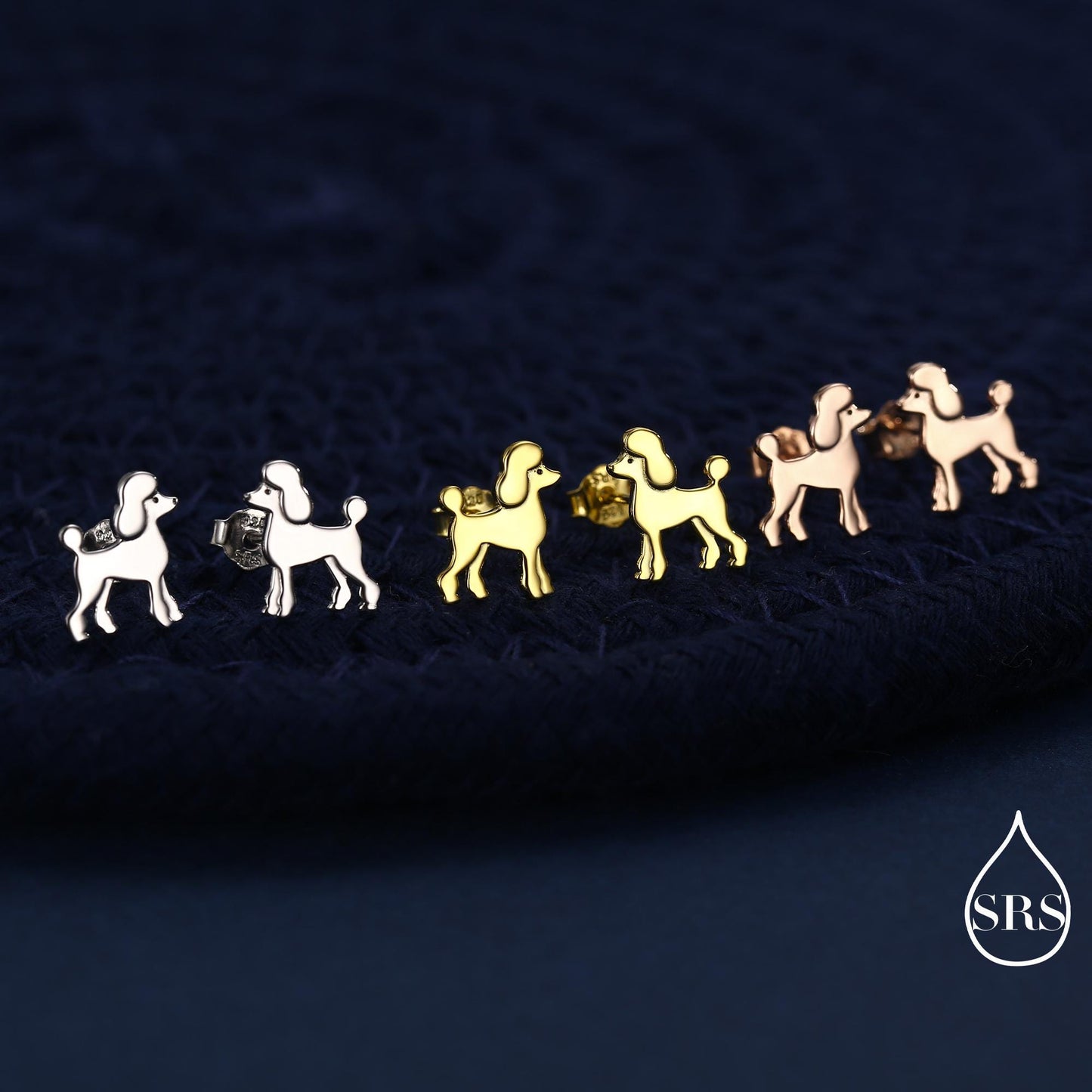 Sterling Silver Poodle Dog Stud Earrings, Puppy Earrings, Silver, Gold or Rose Gold, Nature Inspired Animal Earrings, Pet Jewellery